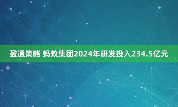 盈通策略 蚂蚁集团2024年研发投入234.5亿元